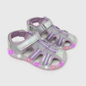 Sandalia con luces de niña velcro gris (28 a 36)
