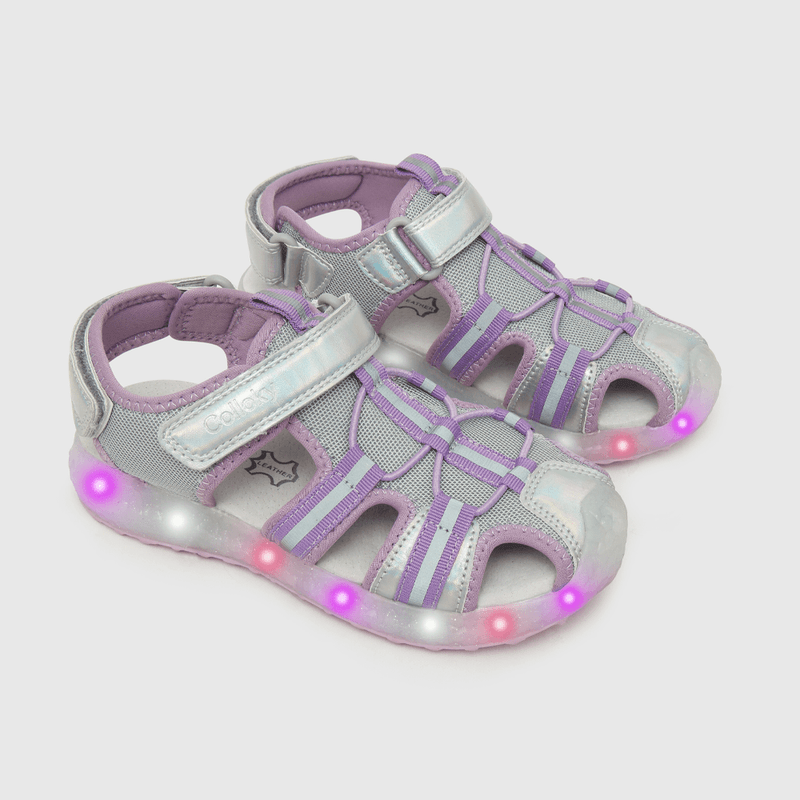 Sandalia con luces de niña velcro gris (28 a 36)