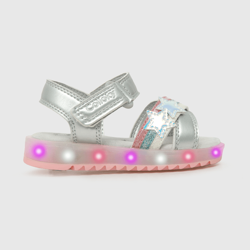 Sandalia de niña con luces arcoiris gris (21 a 27)