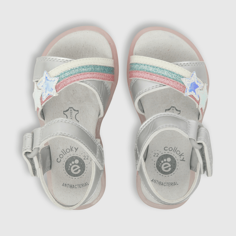 Sandalia de niña con luces arcoiris gris (21 a 27)