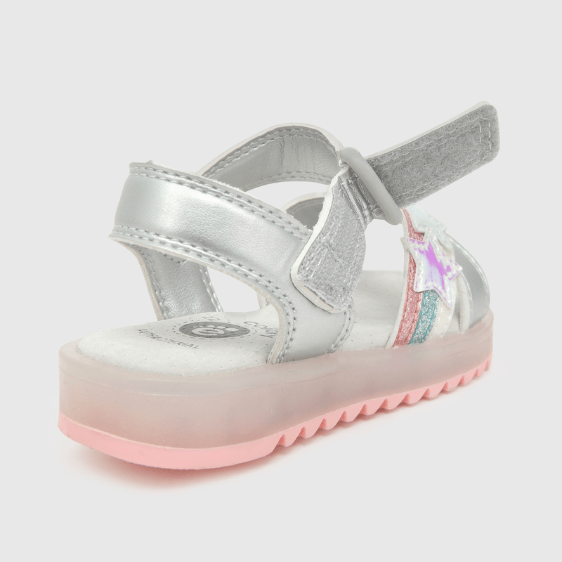 Sandalia de niña con luces arcoiris gris (21 a 27)