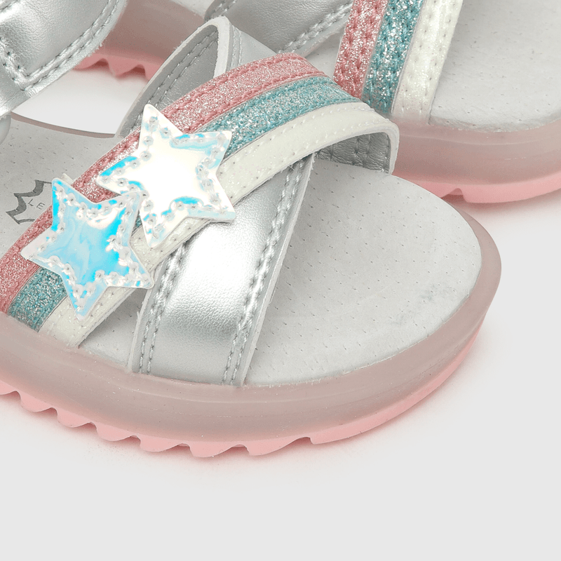 Sandalia de niña con luces arcoiris gris (21 a 27)