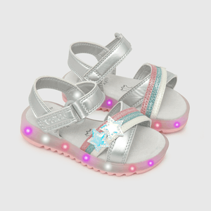 Sandalia de niña con luces arcoiris gris (21 a 27)