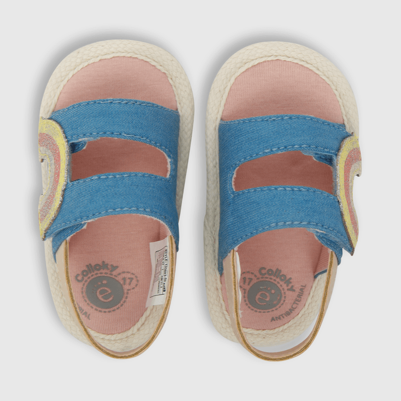 Sandalia de niña con velcro arcoiris azul (14 a 18)