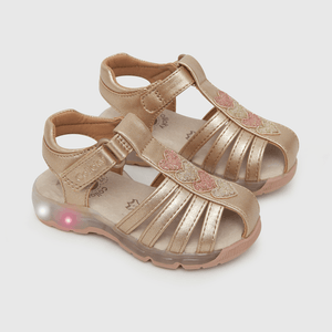 Sandalia de niña luces corazones rosado (21 a 27)