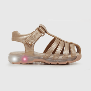 Sandalia de niña luces corazones rosado (21 a 27)