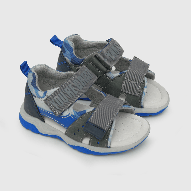 Sandalia de niño 2 velcros gris (21 a 27)