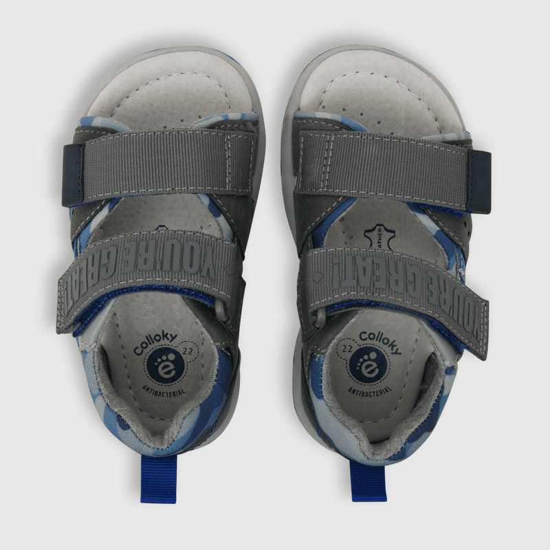 Sandalia de niño 2 velcros gris (21 a 27)