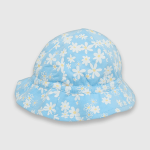 Sombrero de bebe niña mezclilla con vuelo celeste (0 a 9 meses)