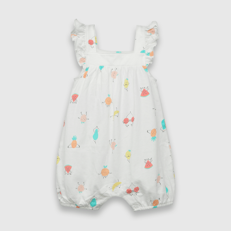 Osito de bebe niña frutas yoga blanco (0 a 9 meses)