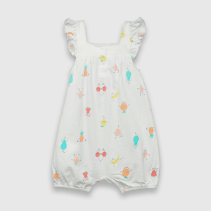Osito de bebe niña frutas yoga blanco (0 a 9 meses)