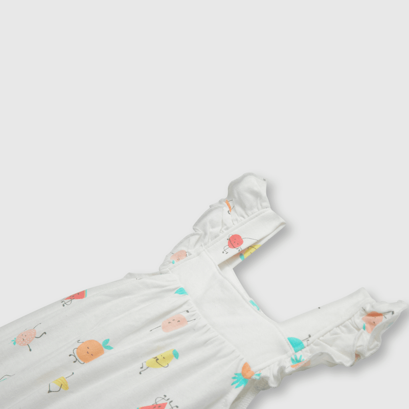 Osito de bebe niña frutas yoga blanco (0 a 9 meses)