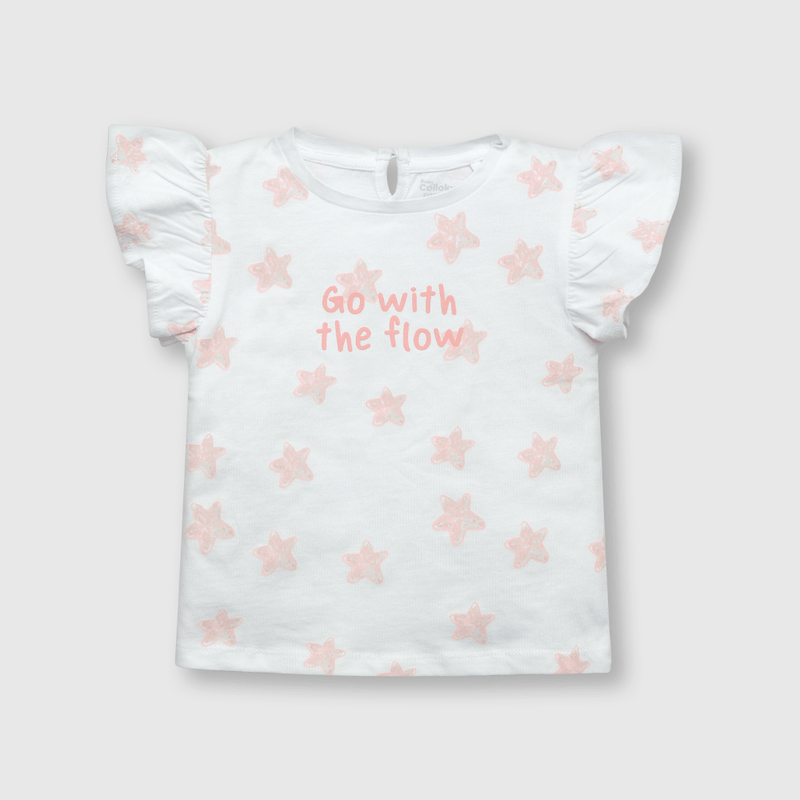 Polera de bebé niña estampada blanca (3 a 36 meses)