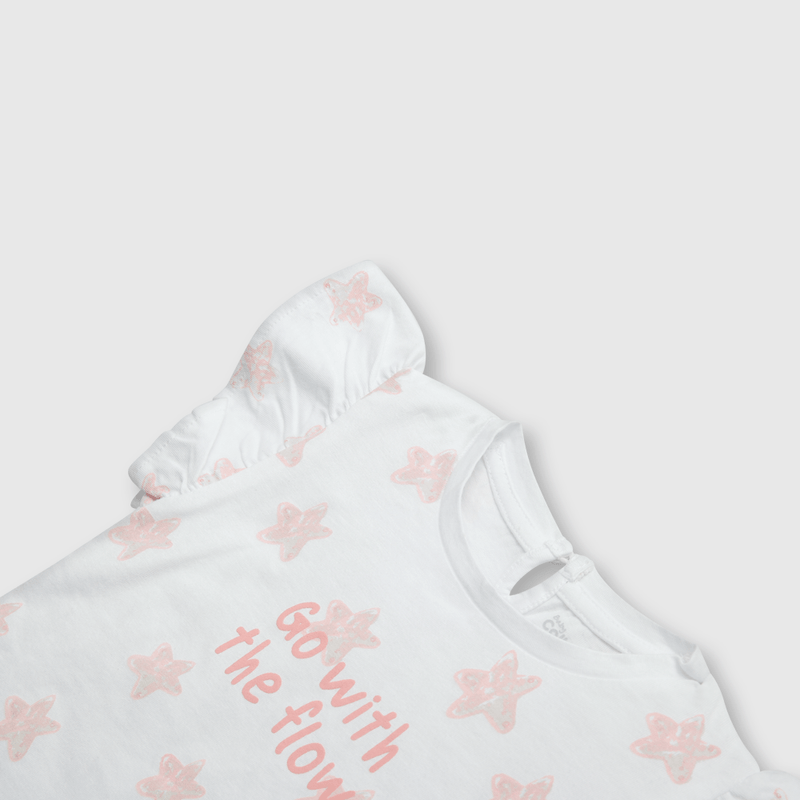 Polera de bebé niña estampada blanca (3 a 36 meses)