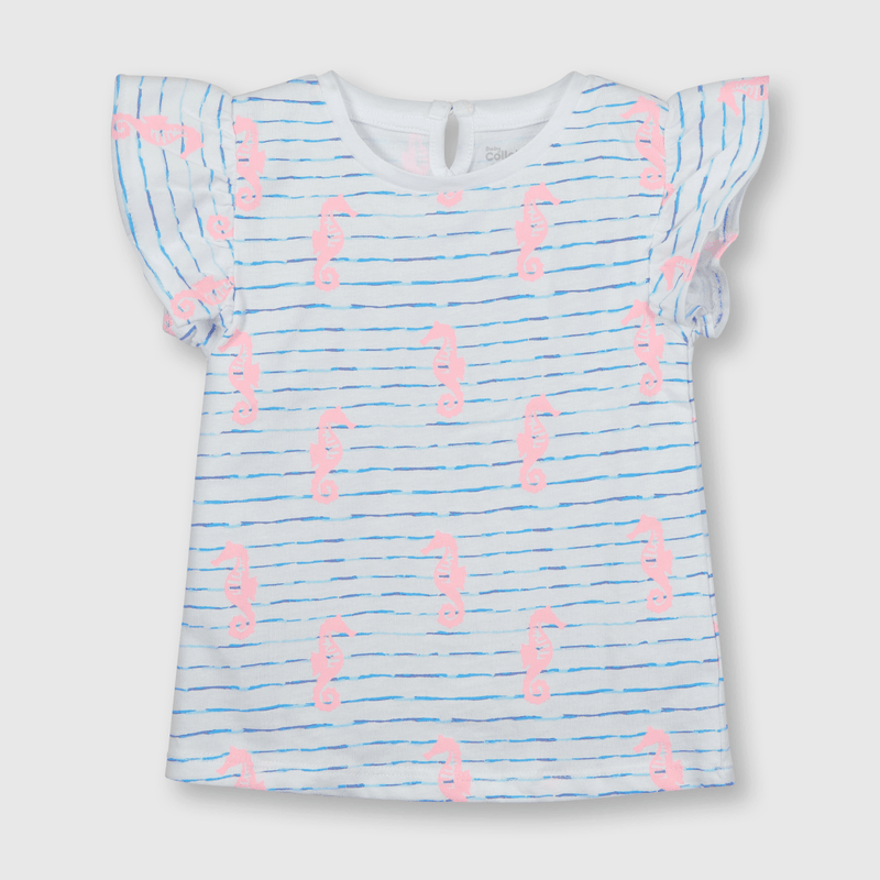 Polera de bebé niña estampada blanca (3 a 36 meses)
