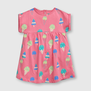 Vestido de bebe niña estampado rosado (3 a 36 meses)