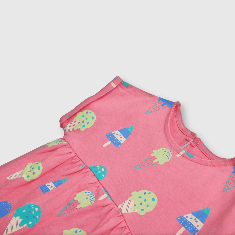 Vestido de bebe niña estampado rosado (3 a 36 meses)