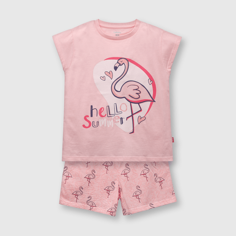 Pijama de niña algodón rosado (2 a 12 años)