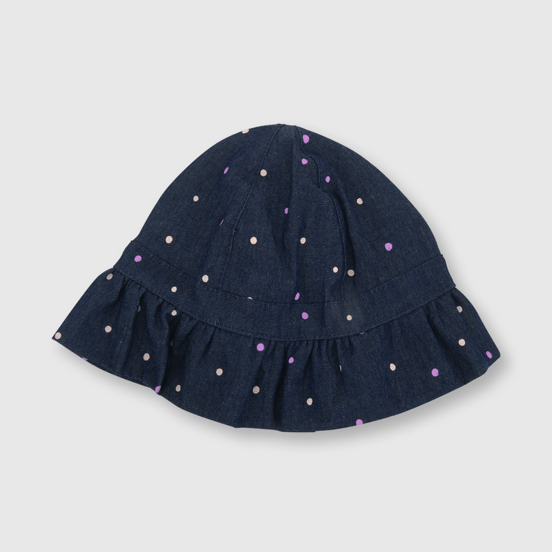 Sombrero de bebe niña mezclilla con vuelo azul (3 a 24 meses)