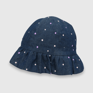 Sombrero de bebe niña mezclilla con vuelo azul (3 a 24 meses)
