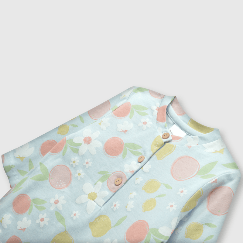 Osito de bebe niña frutas celeste (0 a 9 meses)