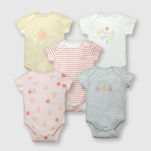 Pack bodies de bebe niña 5 pack frutas gris (0 a 24 meses)