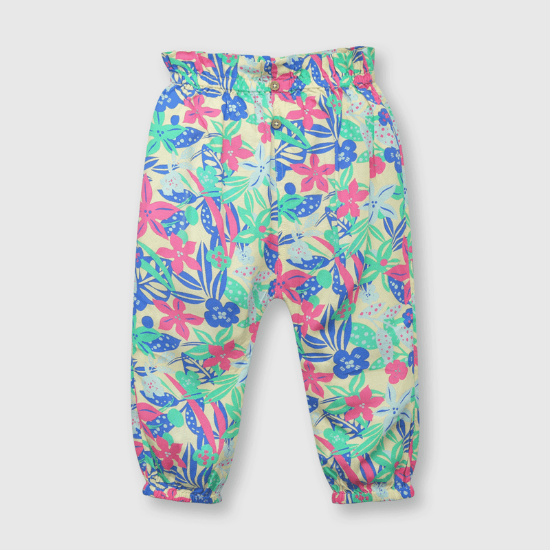 Pantalón de bebé niña tropical amarillo (3 a 36 meses)