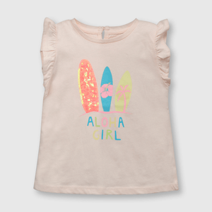 Polera de bebe niña surf rosada (3 a 36 meses)