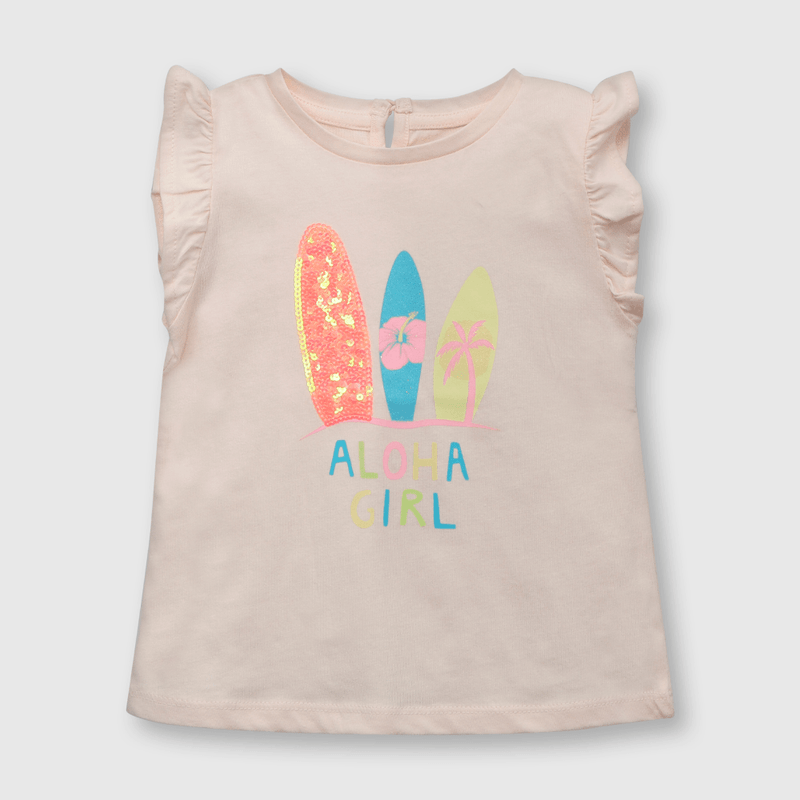 Polera de bebe niña surf rosada (3 a 36 meses)