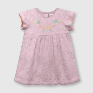 Vestido de bebe niña bordado lila (3 a 36 meses)