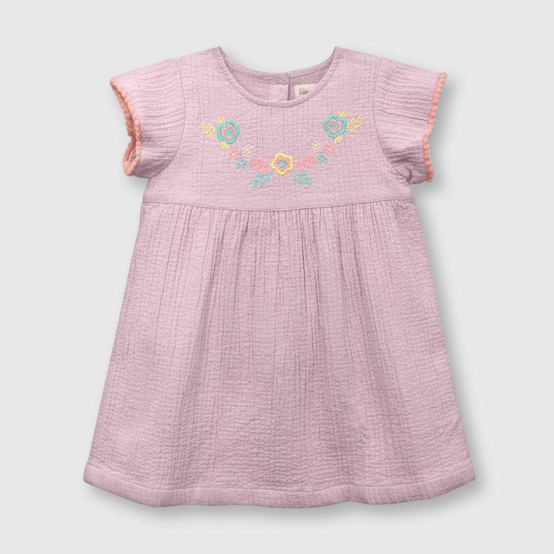 Vestido de bebe niña bordado lila (3 a 36 meses)