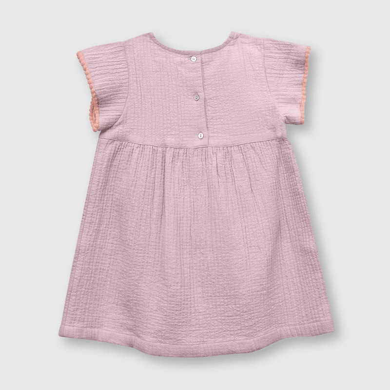 Vestido de bebe niña bordado lila (3 a 36 meses)