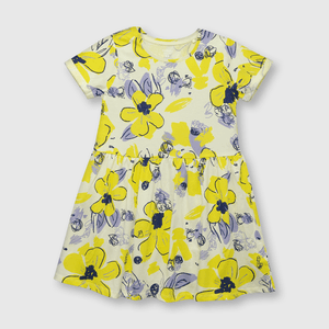 Vestido de niña estampado amarillo (2 a 12 años)