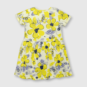 Vestido de niña estampado amarillo (2 a 12 años)