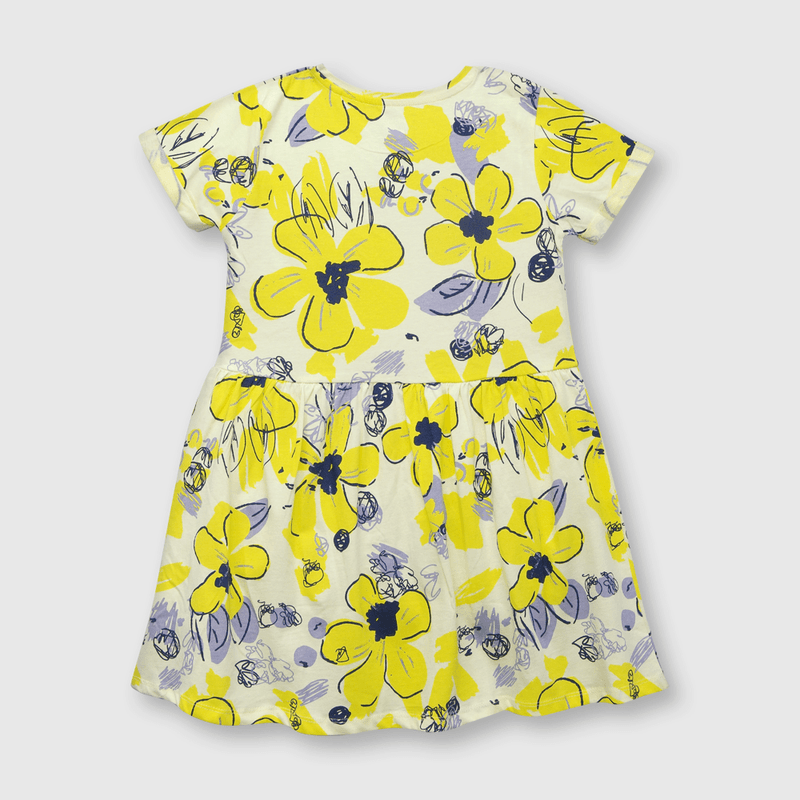 Vestido de niña estampado amarillo (2 a 12 años)