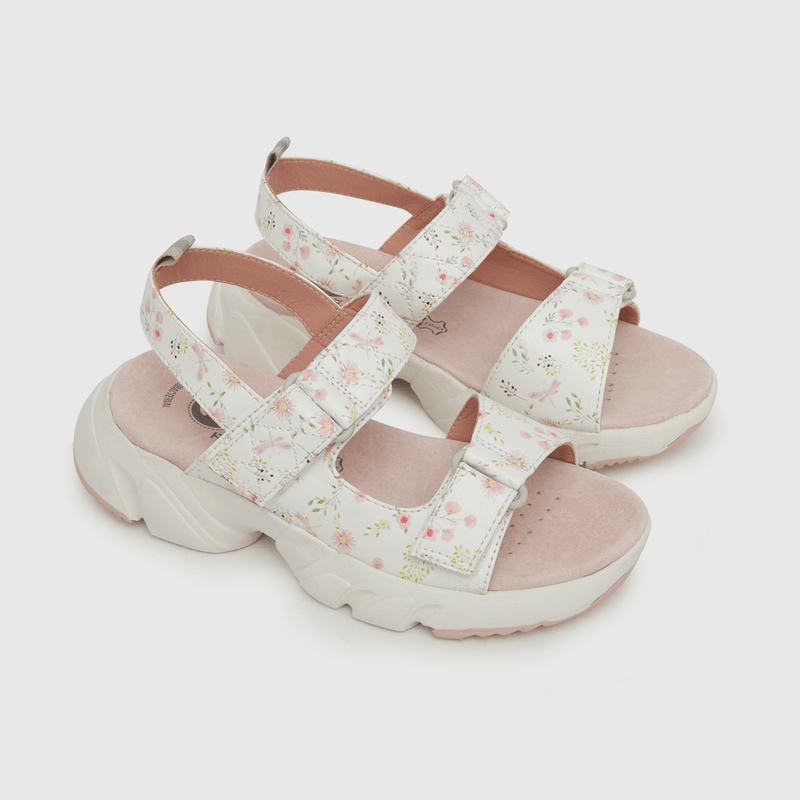 Sandalia de niña hebilla y punta velcro ajustable blanco (28 a 36)