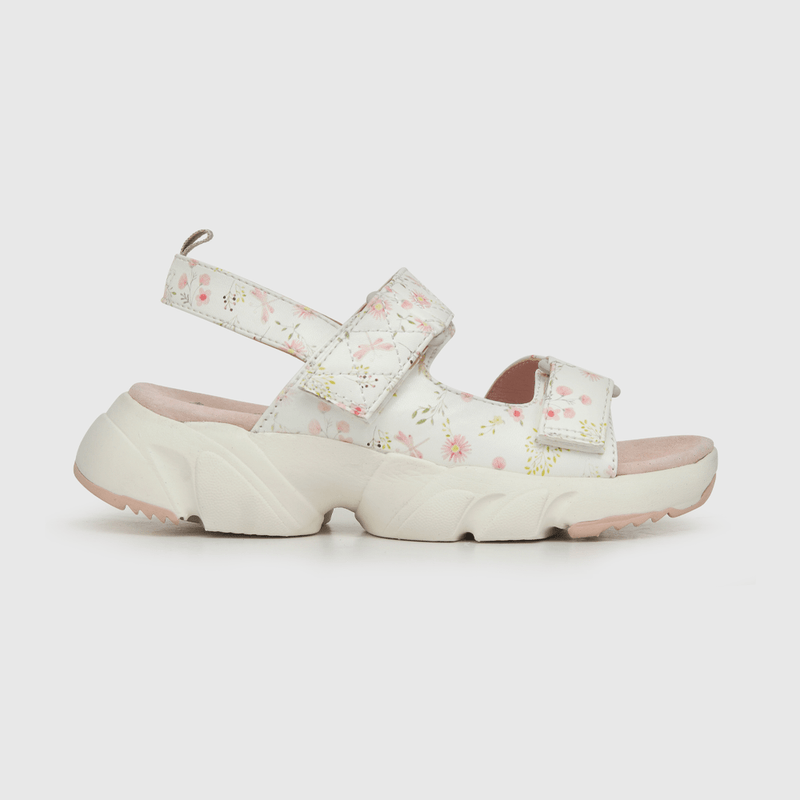Sandalia de niña hebilla y punta velcro ajustable blanco (28 a 36)