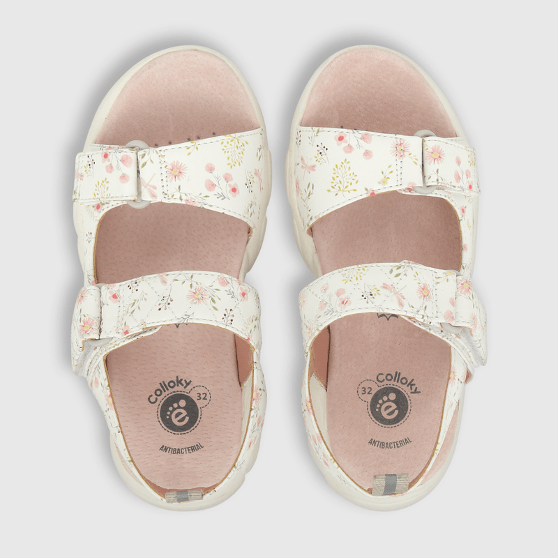 Sandalia de niña hebilla y punta velcro ajustable blanco (28 a 36)