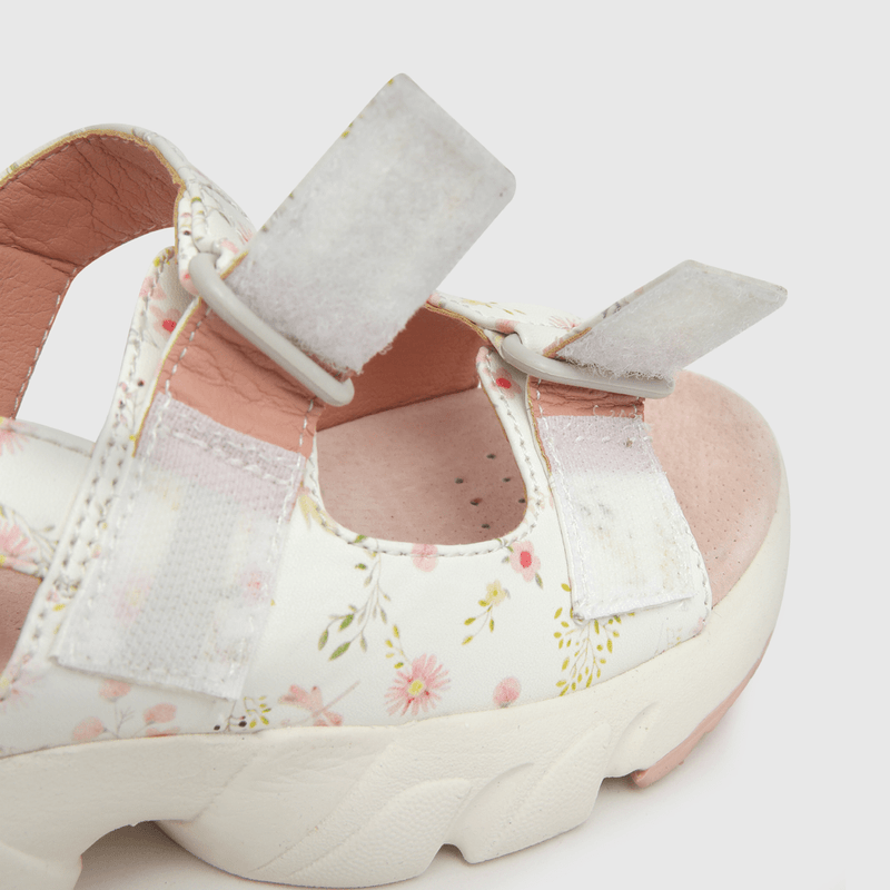 Sandalia de niña hebilla y punta velcro ajustable blanco (28 a 36)