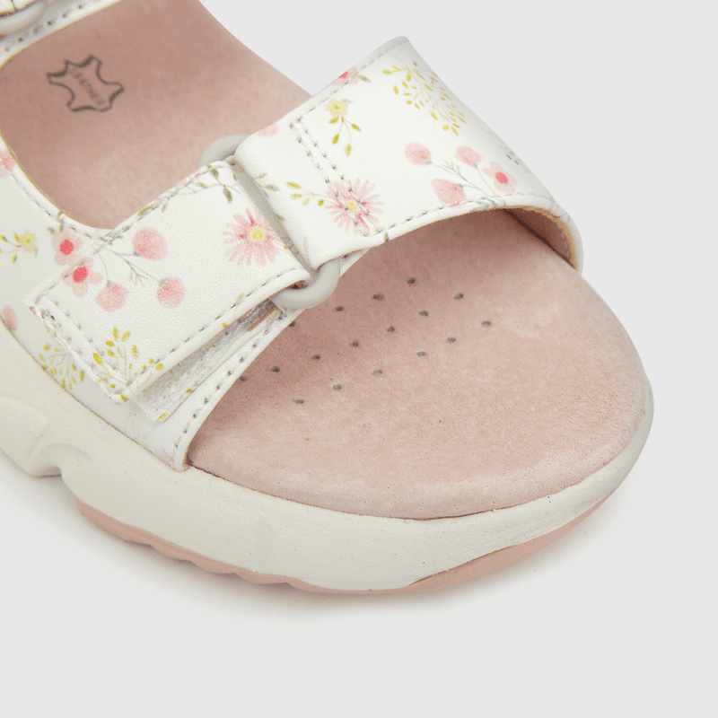 Sandalia de niña hebilla y punta velcro ajustable blanco (28 a 36)