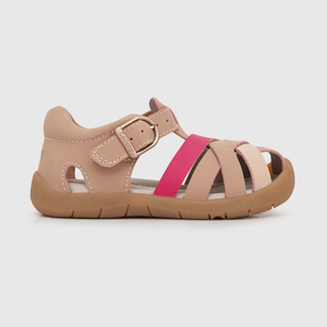Sandalia de niña hebilla cuero rosado (21 a 27)