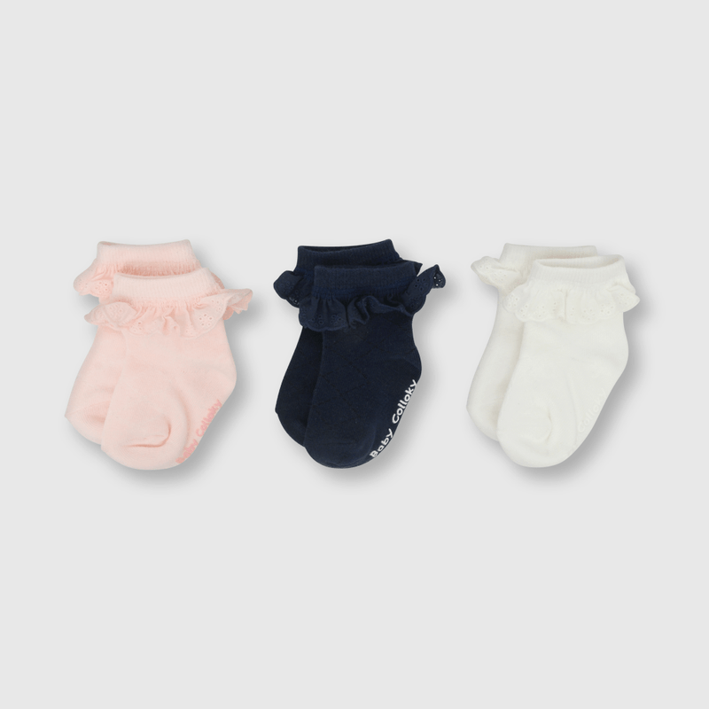 Calcetin de bebe niña 3 pack azul (14 a 25)