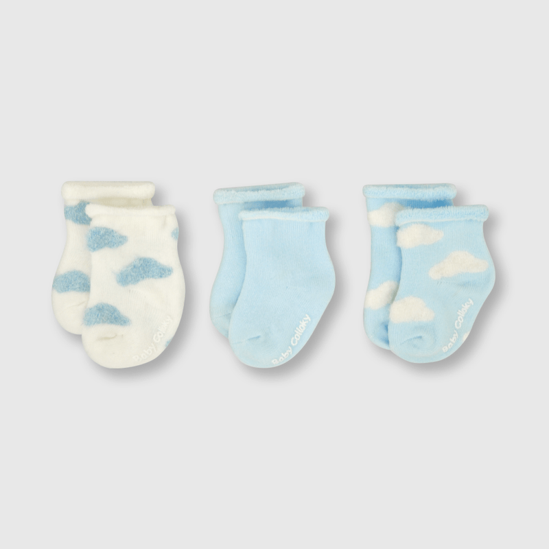 Calcetin de bebe niño 3 pack celeste (14 a 16)
