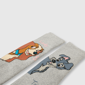 Calcetin de niña antideslizante Lady and Tramp gris (23 a 37)