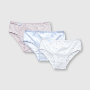 Calzón de niña 3 pack estampado blanco (2 a 12 años)