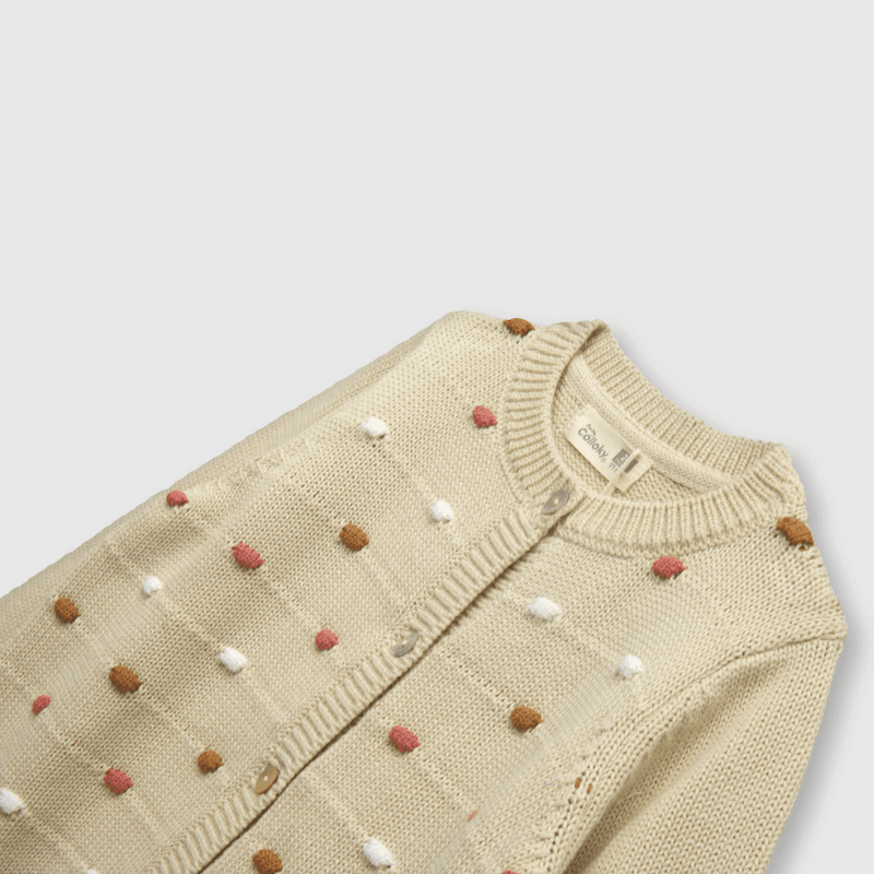 Chaleco de bebé niña pelotitas beige (3 a 36 meses)