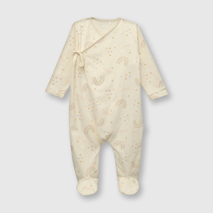 Osito de bebé niña cruzado arcoiris beige (0 a 9 meses)