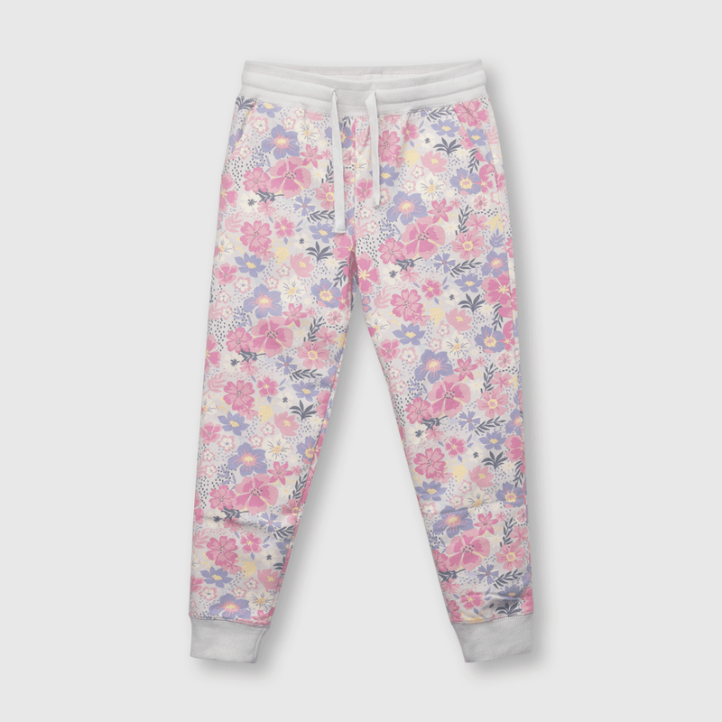 Pantalón de niña flores morado (2 a 12 años)