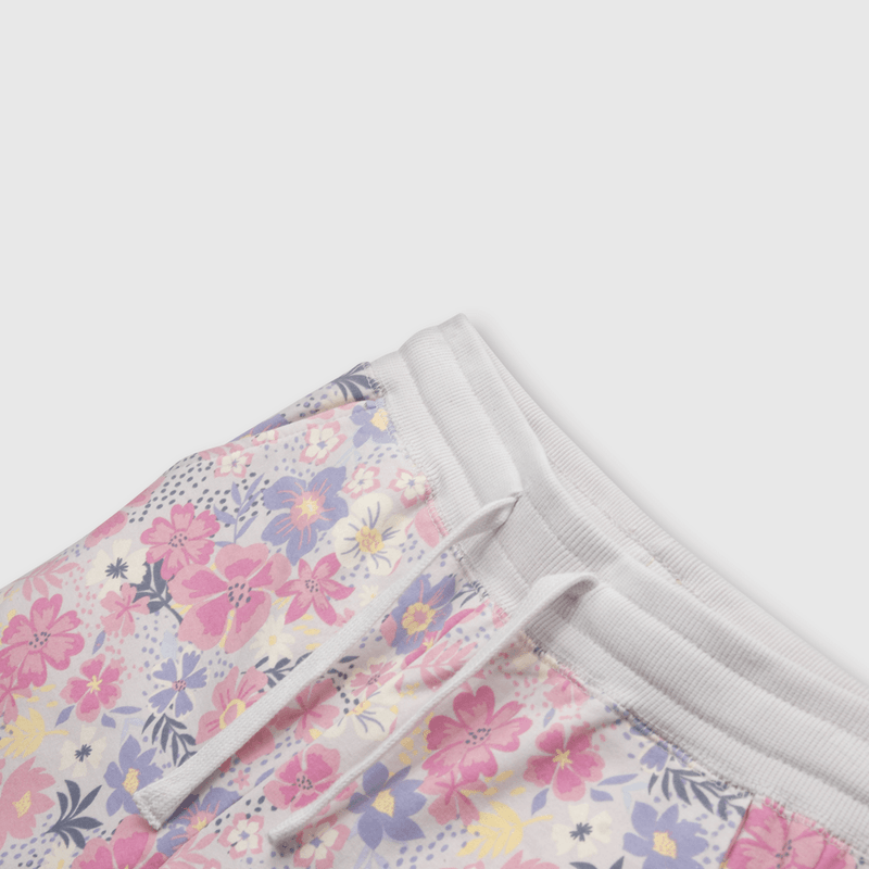Pantalón de niña flores morado (2 a 12 años)