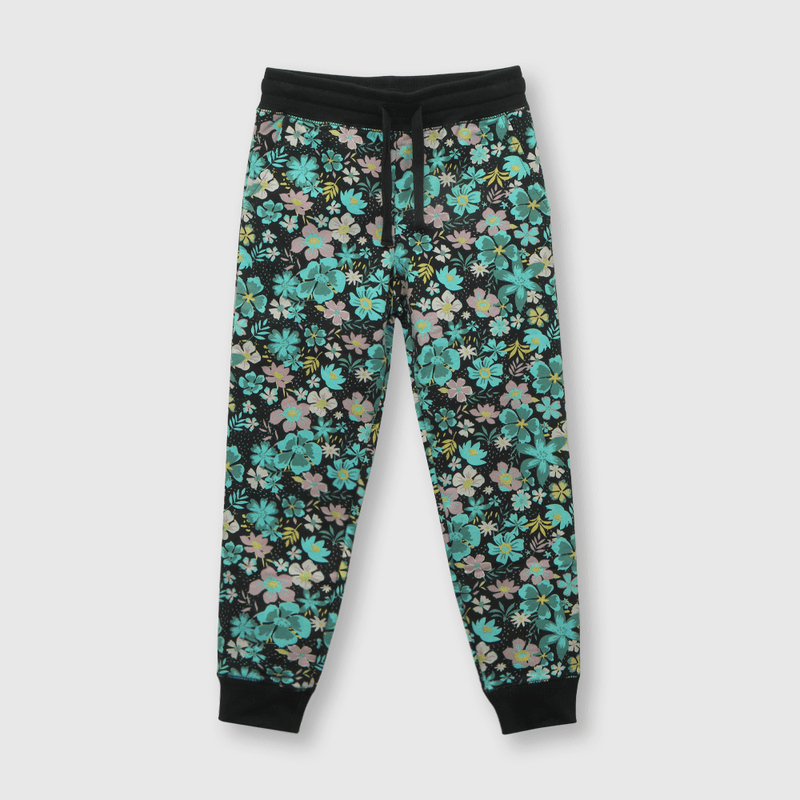 Pantalón de niña flores gris (2 a 12 años)